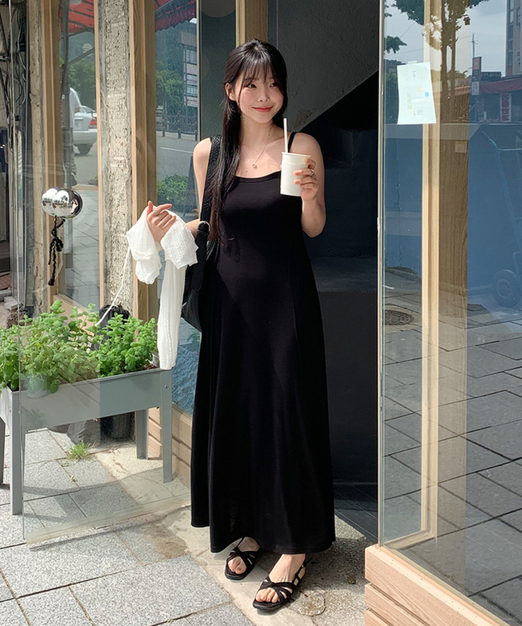スパンキャミソールロングワンピース｜ロングワンピース｜韓国