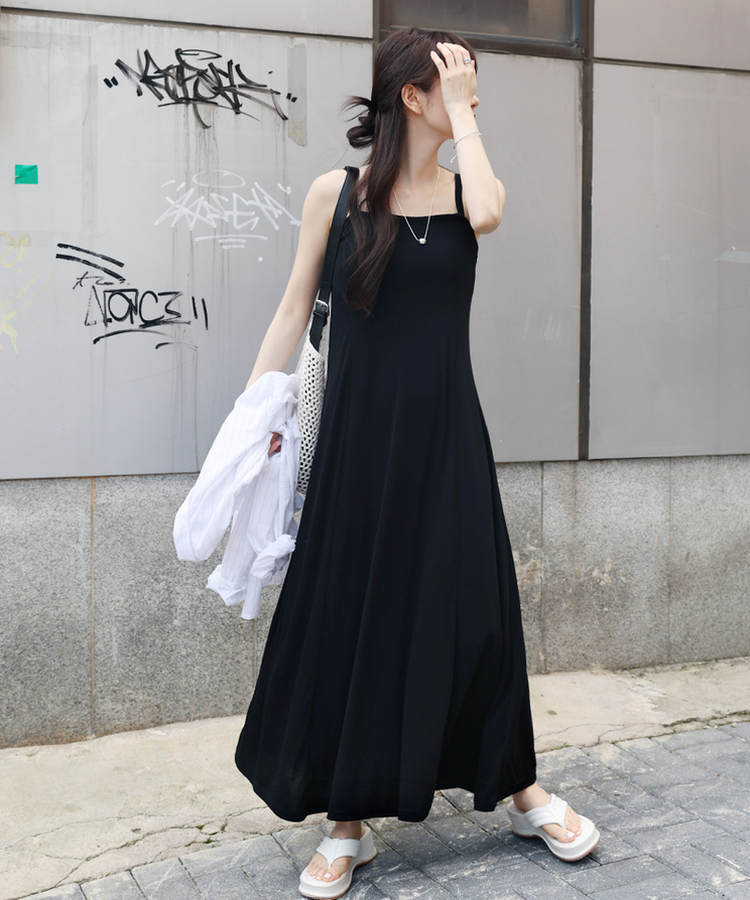 スパンキャミソールロングワンピース｜ロングワンピース｜韓国
