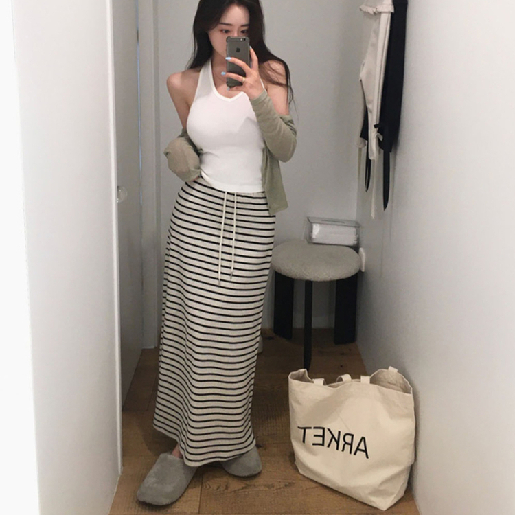 ストライプロングスカート OATMEAL