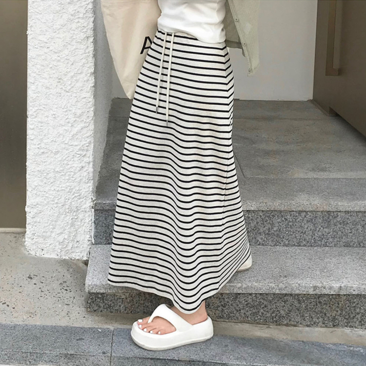 ストライプロングスカート OATMEAL