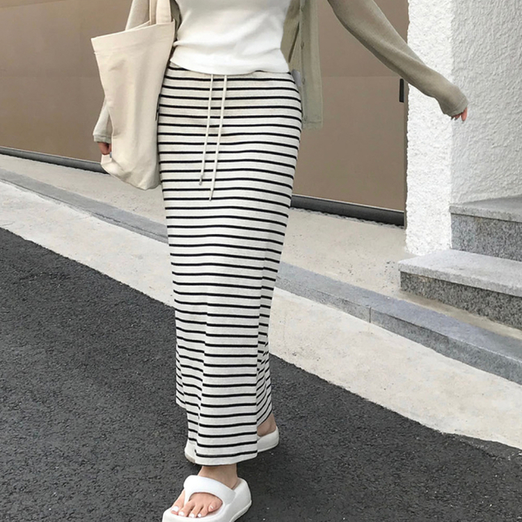 ストライプロングスカート OATMEAL