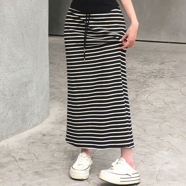 ストライプロングスカート BLACK