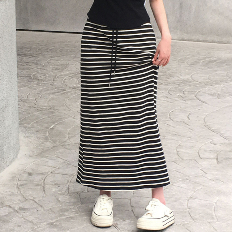 ストライプロングスカート BLACK