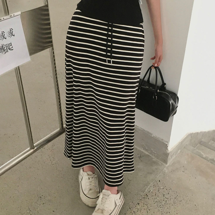 ストライプロングスカート BLACK