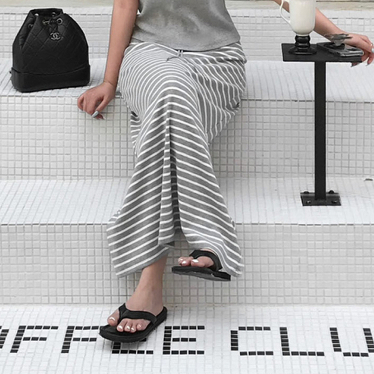 ストライプロングスカート GREY