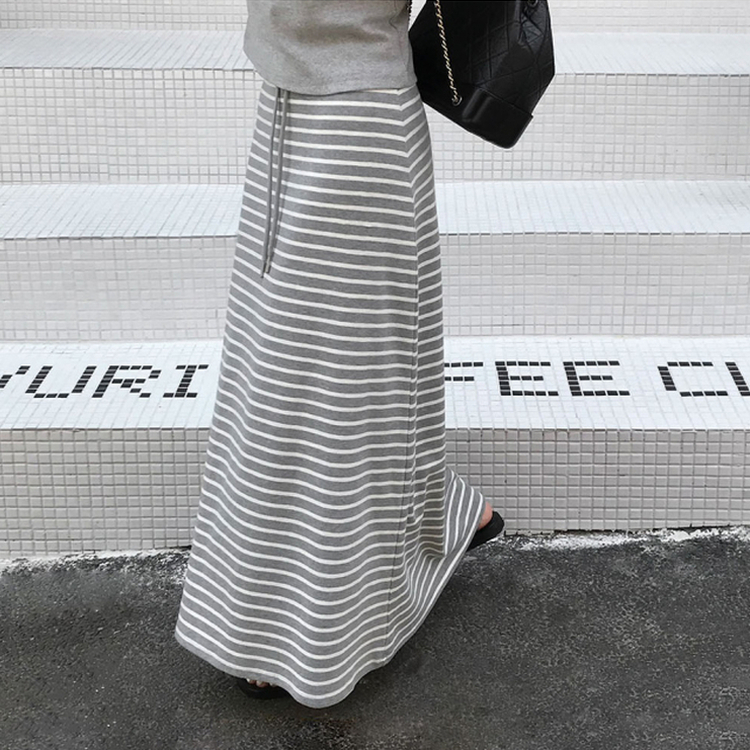 ストライプロングスカート GREY