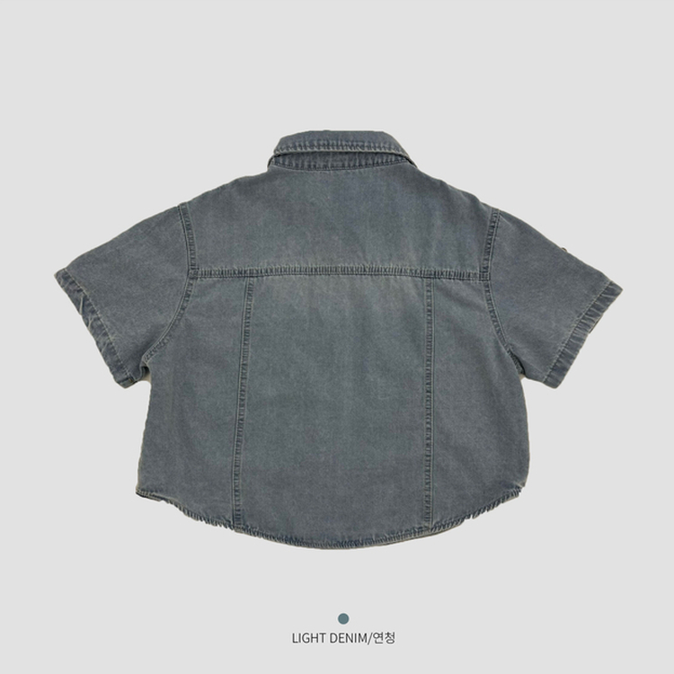 라이크 롤업 투포켓 반팔데님 자켓 셔츠 3color