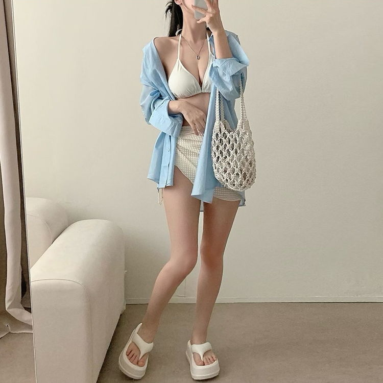【カップ付き】ロアビキニボレロラップスカート WHITE
