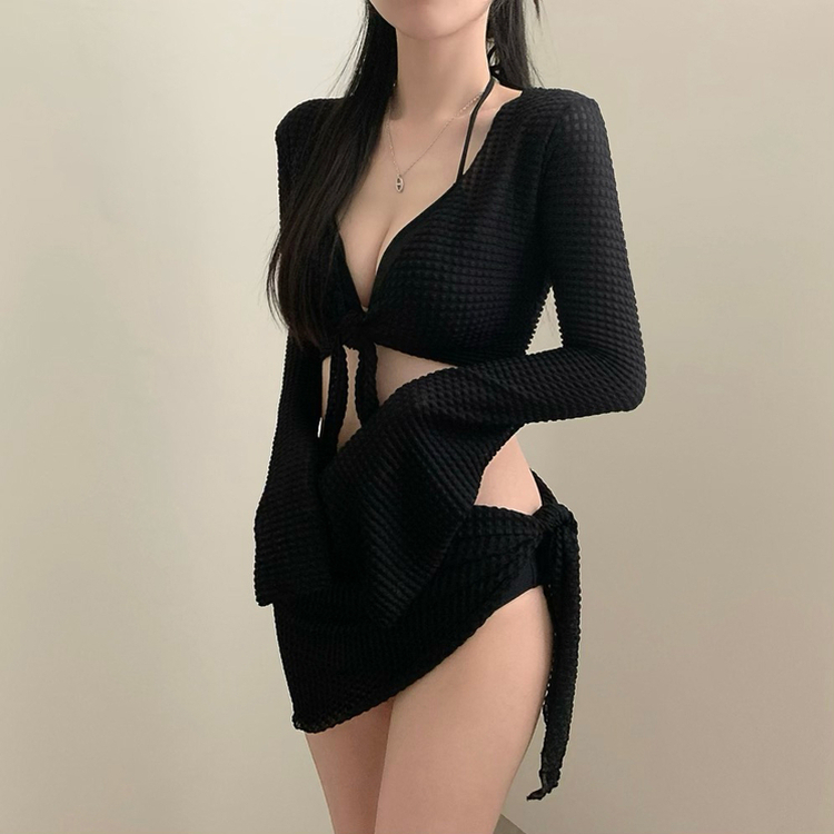 【カップ付き】ロアビキニボレロラップスカート BLACK