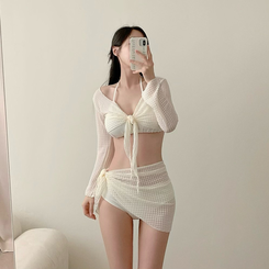 ビキニ 【カップ付き】ボレロカバーアップスカートビキニ IVORY