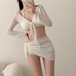 ビキニ 【カップ付き】ボレロカバーアップスカートビキニ IVORY