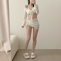 ビキニ 【カップ付き】ボレロカバーアップスカートビキニ IVORY