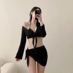 ビキニ 【カップ付き】ボレロカバーアップスカートビキニ BLACK