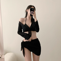ビキニ 【カップ付き】ボレロカバーアップスカートビキニ BLACK