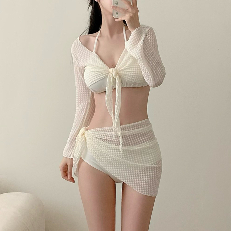 【カップ付き】ボレロカバーアップスカートビキニ IVORY