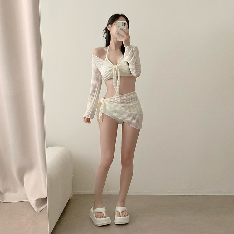 【カップ付き】ボレロカバーアップスカートビキニ IVORY