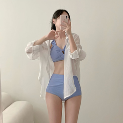 【カップ付き】ブルーハイウエストビキニ SKYBLUE