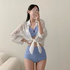 【カップ付き】ブルーハイウエストビキニ SKYBLUE
