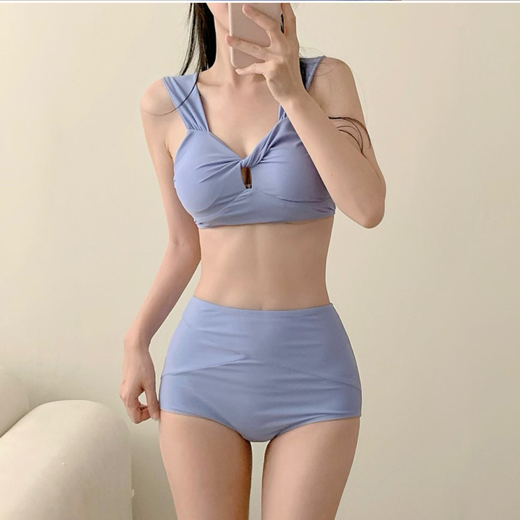 【カップ付き】ブルーハイウエストビキニ SKYBLUE