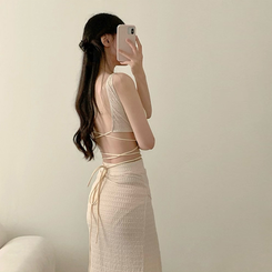 【カップ付き】コルセットロングスカートビキニ BEIGE
