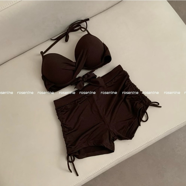 나염 팬츠 비치웨어 쓰리피스 홀터넥 비키니 수영복 긴팔 커버업