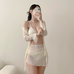 ビキニ 4ピースボレロカバーアップスカートビキニ IVORY
