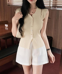 ノースリーブ リブキャミソールニット BEIGE