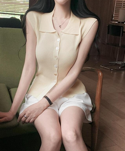 ノースリーブ リブキャミソールニット BEIGE