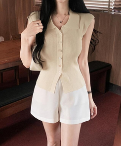 ノースリーブ リブキャミソールニット BEIGE