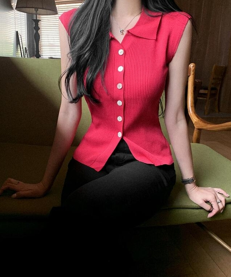 リブキャミソールニット RED