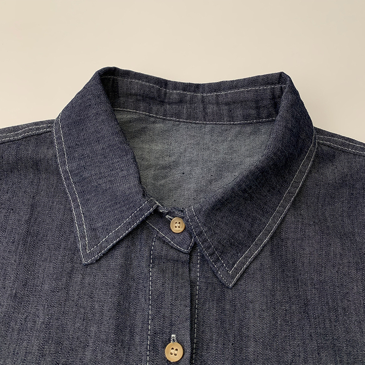 실물 보장하는 하리보 오버핏 카라 버튼 롤업 데님 여름 데님 반팔 남방 루즈핏 포켓 빈티지 청남방 3color