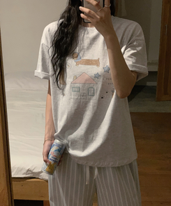 半袖Tシャツ ペインティングオーバーTシャツ MELANGE WHITE