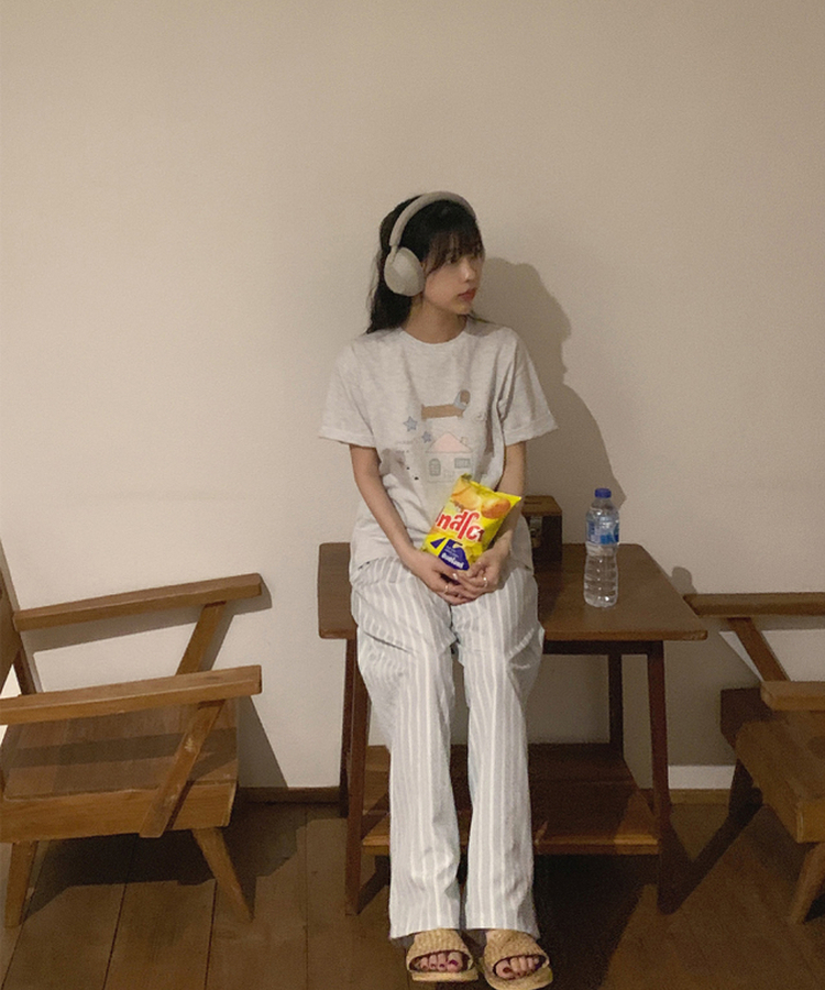 ペインティングオーバーTシャツ MELANGE WHITE