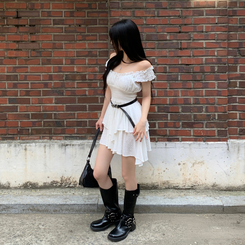 トゥーユーオフショルダードットミニワンピース WHITE
