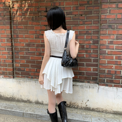 トゥーユーオフショルダードットミニワンピース WHITE