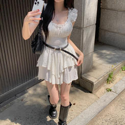 トゥーユーオフショルダードットミニワンピース WHITE