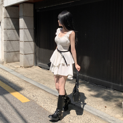 トゥーユーオフショルダードットミニワンピース WHITE