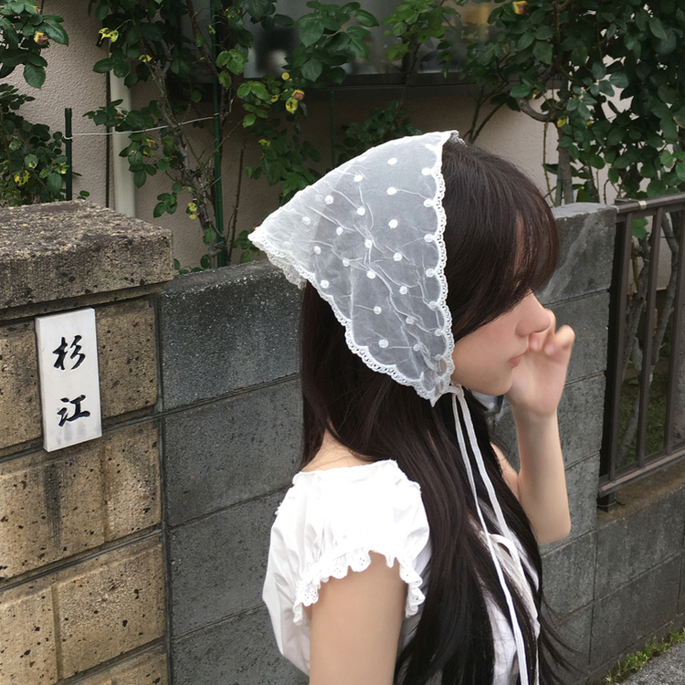 ドットレースヘアスカーフ WHITE