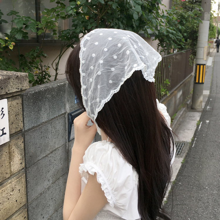 ドットレースヘアスカーフ WHITE
