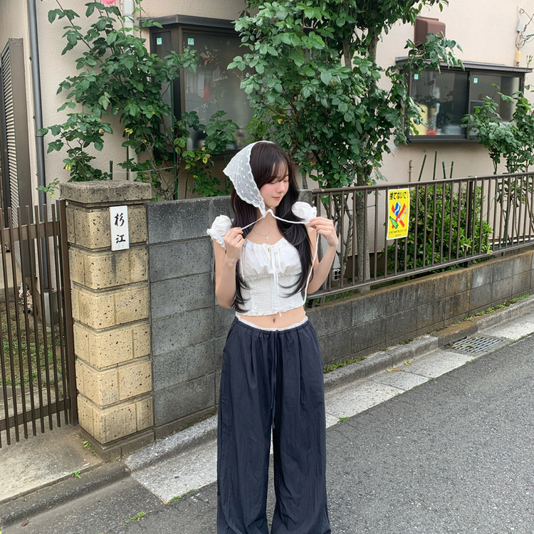 ドットレースヘアスカーフ WHITE