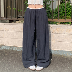 コットンパンツ ナイロンバンディングワイドロングパンツ NAVY