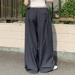 コットンパンツ ナイロンバンディングワイドロングパンツ NAVY
