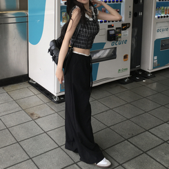 コットンパンツ ナイロンバンディングワイドロングパンツ BLACK