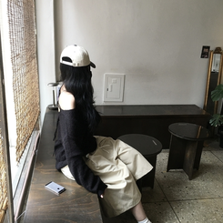 ニット オフショルダーオフニット BLACK