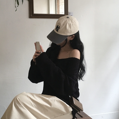 ニット オフショルダーオフニット BLACK