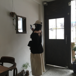 ニット オフショルダーオフニット BLACK