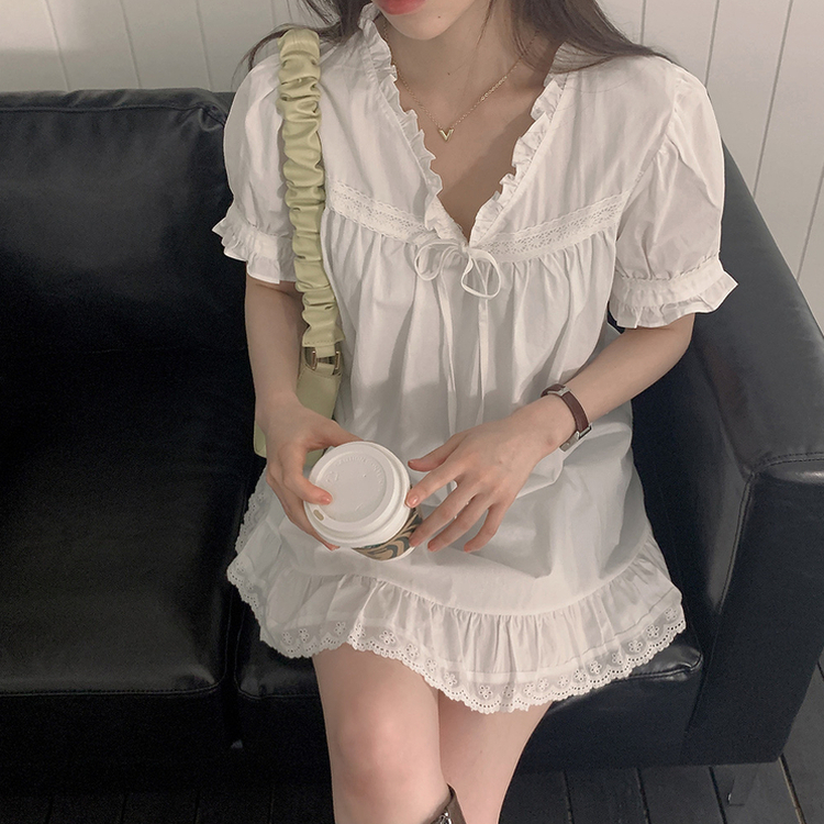 LIZ LISA 総レース　ブラウン レース ミニワンピース 半袖 LIZ LISA 総レース ブラウン レース ミニワンピース 半袖