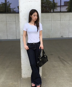 バッグ スタッドバックルレザーショルダーバッグ BLACK