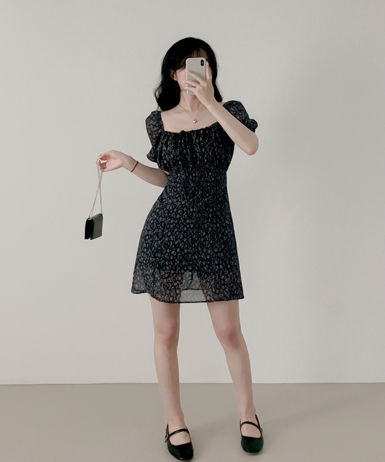 フローラルスモークミニワンピース BLACK