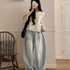 半袖Tシャツ 【SET】【SET+シュシュ】シースルービスチェ+半袖Tシャツ YELLOW